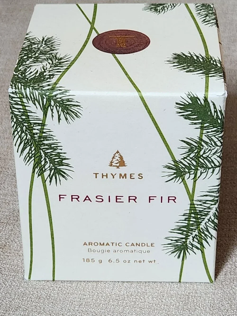 Thymes Frasier Fir Aromatic Glass Jar Candle Winter Christmas 6.5 oz 185 g NEW